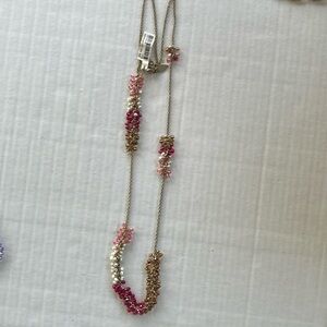 Coldwater Creek Pink, White, and Tan Ombré Beaded Necklace Length NWT